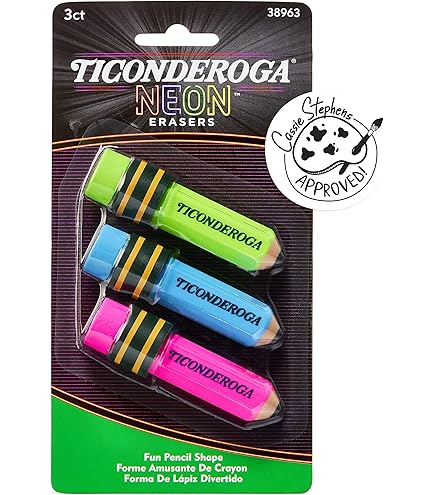 Amazon | Ticonderoga Pencil Shaped Erasers 3/Pkg- | キューブ